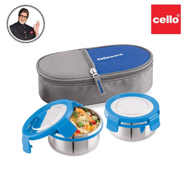 Cello Max Fresh All Steel 2 Containers Lunch Box | Leak Proof Tiffin Box