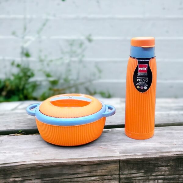 Cello Snack N Sip 2pcs Gift Set (1pc Inner Steel Insulated Casserole + 1pc Water Bottle)