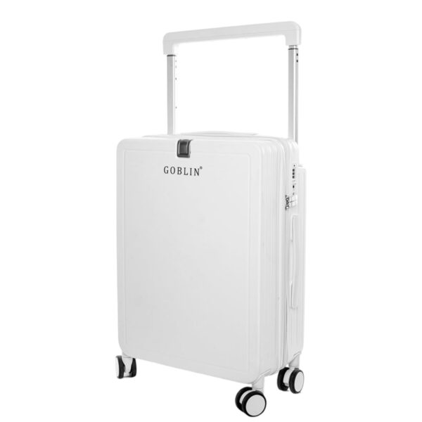 Goblin Steller Cabin Size Trolley Bag for Travel | Hard Sided Luggage Bag For Men Women | TSA Lock, Coffee Mug Stand, Hanger and Silent Wheels | Unisex Travel Bag | PP Material, Scratch Resistant - White