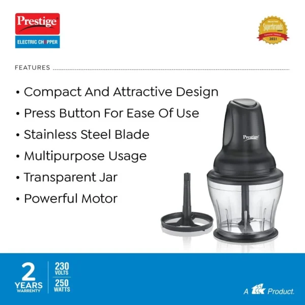 Prestige PEC 4.0 Multi-Purpose Electric Vegetable & Fruit Chopper 250W - Image 2