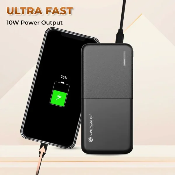 Lapcare Smart Tank Li-Polymer Fast Charging Power Bank (10000Mah) LPB-003 | Black - Image 8