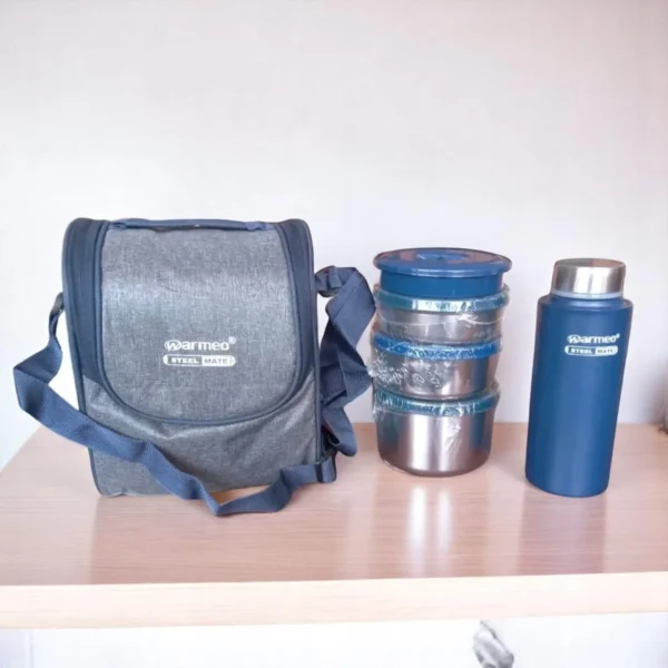 Warmeo Bite Super Combo Stainless Steel Insulated Lunch Box With Water Bottle Combo
