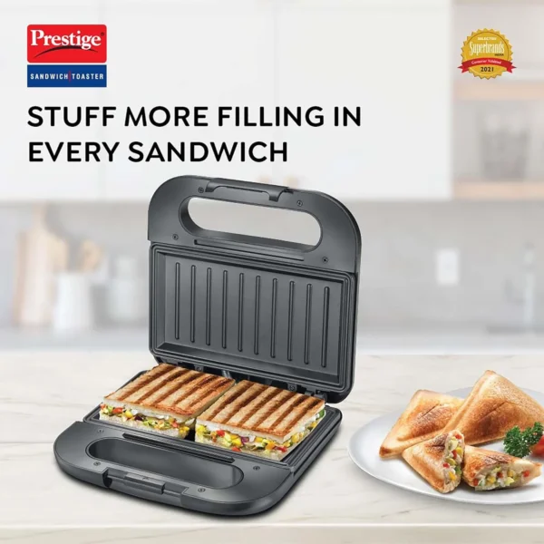 Prestige PGDP 03-SS 750 W Sandwich Toaster with Fixed & Deep Sandwich Grill Plates(Black, Non-Stick Coated)