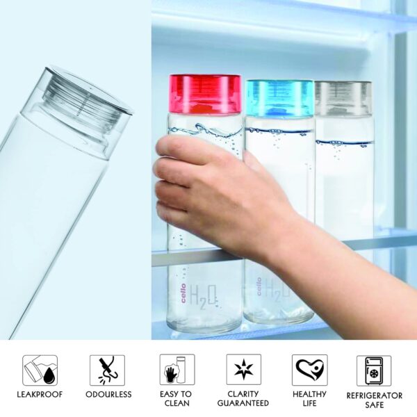 Cello Fit & Fresh Majesty 3 Glass Round Container Lunch Box 400ml With Glass Water Bottle 500ml - Image 5