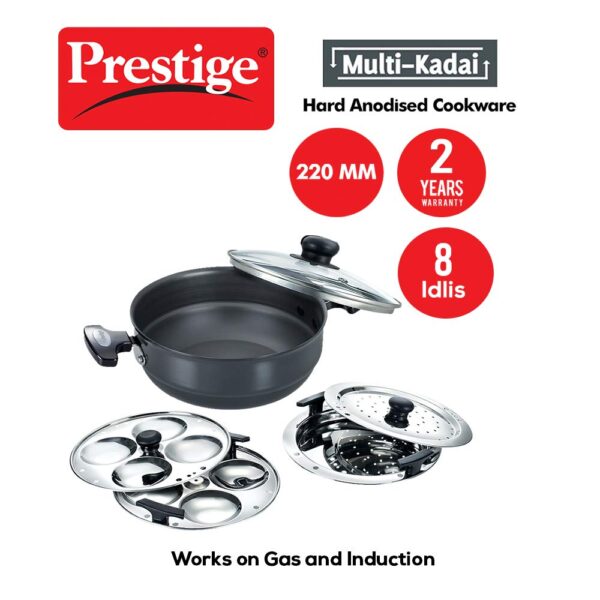 Prestige Aluminium Multi Kadai - 220mm | Idli Steamer - Image 5