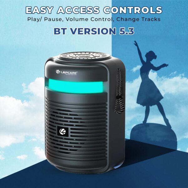 Lapcare Tiffin Portable 10W Wireless Bluetooth Speaker LBS-360 (Black) with 76mm Drivers, Loud Sound & Robust Bass, 10H Playtime, 1200mah Battery - Image 4
