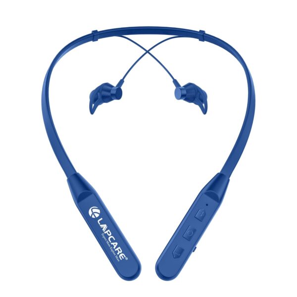 Lapcare Wooband 105 Bluetooth Wireless Neckband Blue (LNB-123) | Blue | Super Fast Charging| IPX5|Type C Charging