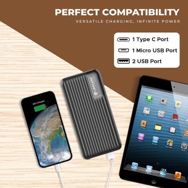 Lapcare Smart Tank VI 20000mAh Power Bank LPB-423 (Black) | Fast Charging | Dual USB Port | Led Indicator - Image 5