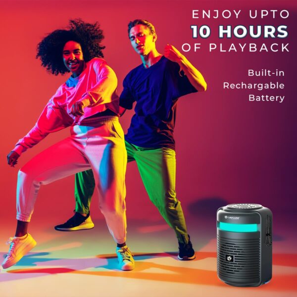 Lapcare Tiffin Portable 10W Wireless Bluetooth Speaker LBS-360 (Black) with 76mm Drivers, Loud Sound & Robust Bass, 10H Playtime, 1200mah Battery - Image 2