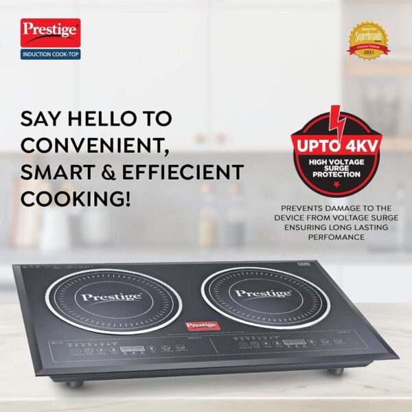 Prestige PDIC 3.0 Double Induction Cooktop 3200W, Black, 2 Burner Induction Stove - Image 2