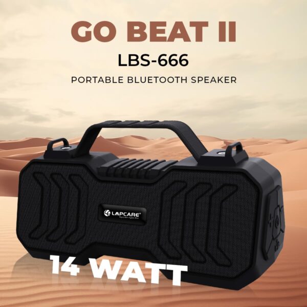 LAPCARE Gobeat 2 LBS-666 Wireless Bluetooth 14W Portable Speaker, 10 Hours Playtime, Powerful Bass, Hansfree Call, FM, Micro SD Option, Aux Port, Wireless Speaker - Black