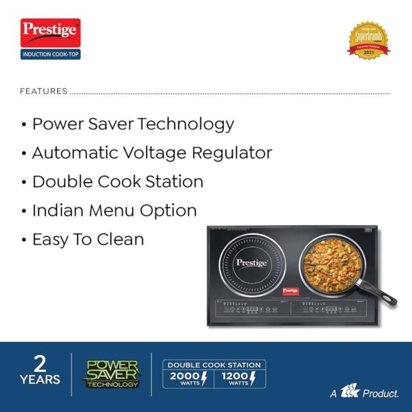 Prestige PDIC 3.0 Double Induction Cooktop 3200W, Black, 2 Burner Induction Stove - Image 3
