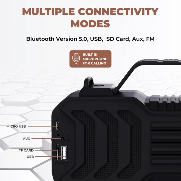 LAPCARE Gobeat 2 LBS-666 Wireless Bluetooth 14W Portable Speaker, 10 Hours Playtime, Powerful Bass, Hansfree Call, FM, Micro SD Option, Aux Port, Wireless Speaker - Black - Image 5