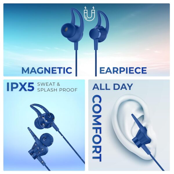 Lapcare Wooband 105 Bluetooth Wireless Neckband Blue (LNB-123) | Blue | Super Fast Charging| IPX5|Type C Charging - Image 6