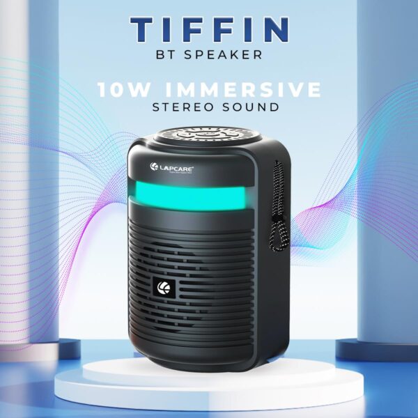 Lapcare Tiffin Portable 10W Wireless Bluetooth Speaker LBS-360 (Black) with 76mm Drivers, Loud Sound & Robust Bass, 10H Playtime, 1200mah Battery