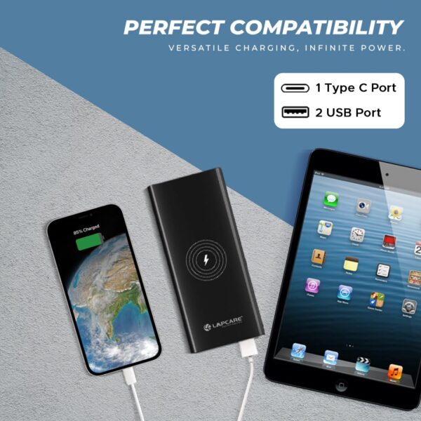 Lapcare Mult I 10000mAh Fast Charging Power Bank LPB-453 (Black+Blue)	| Dual USB + Type-C Port - Image 6