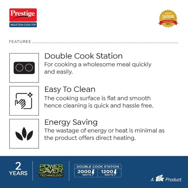 Prestige PDIC 3.0 Double Induction Cooktop 3200W, Black, 2 Burner Induction Stove - Image 5