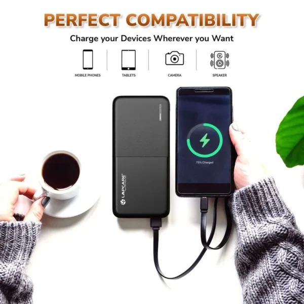 Lapcare Smart Tank Li-Polymer Fast Charging Power Bank (10000Mah) LPB-003 | Black - Image 4