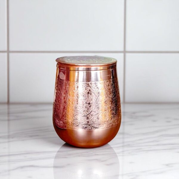 Attro Jal Carving Copper Glass with Lid 400ml - Image 4