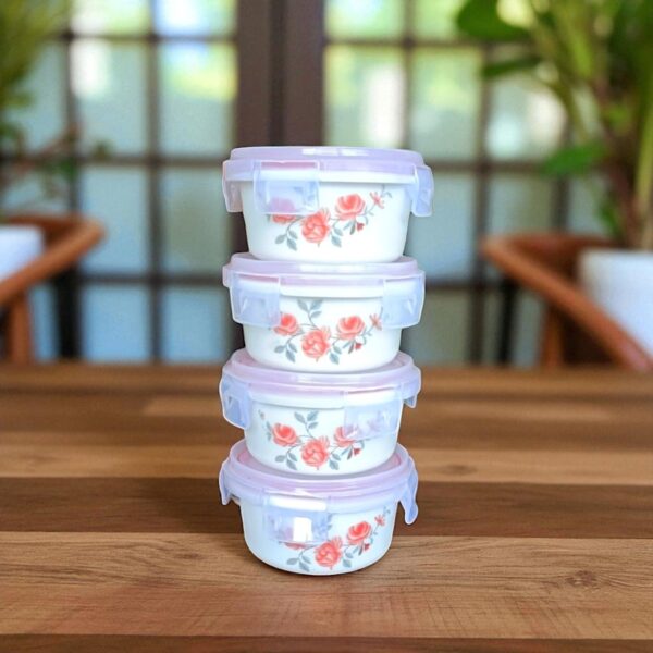 Cello Opalware Rose Fantasy Red 4 Pieces Food Storage Container Set 110MM Small - Image 2