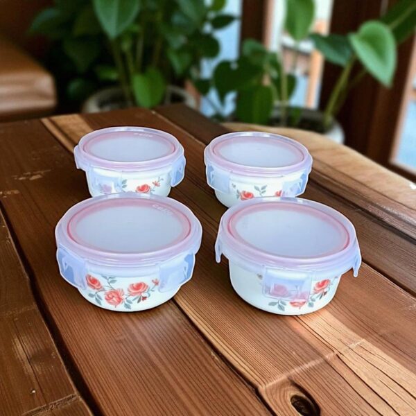 Cello Opalware Rose Fantasy Red 4 Pieces Food Storage Container Set 110MM Small - Image 3