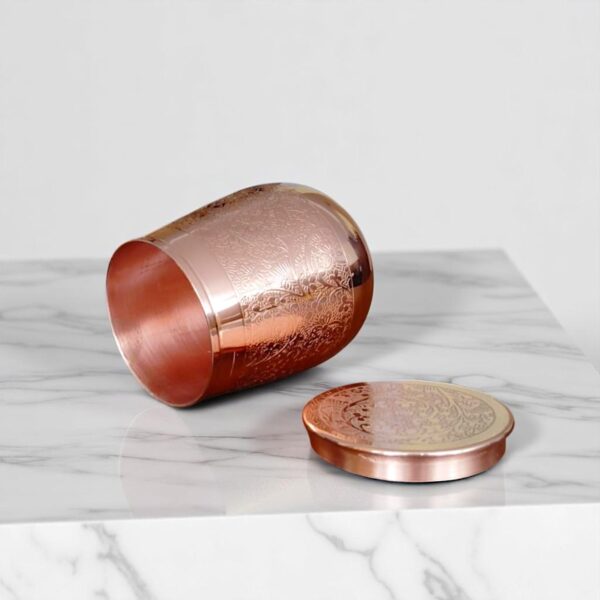 Attro Jal Carving Copper Glass with Lid 400ml - Image 3