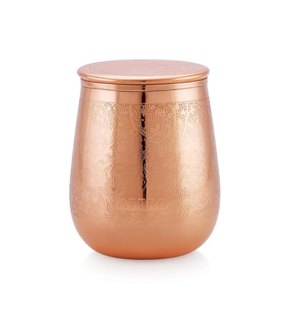 Attro Jal Carving Copper Glass with Lid 400ml