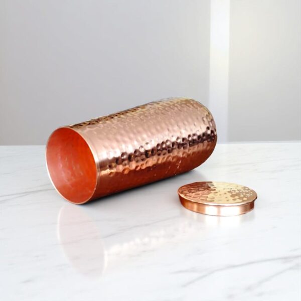 Attro Zeel Copper Water Pot 950ml with 2 Glass Hammered Finish - Image 3