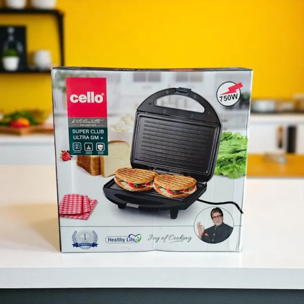 Cello Super Club Ultra GM Plus Electric Grill Sandwich Maker 750W - Image 5