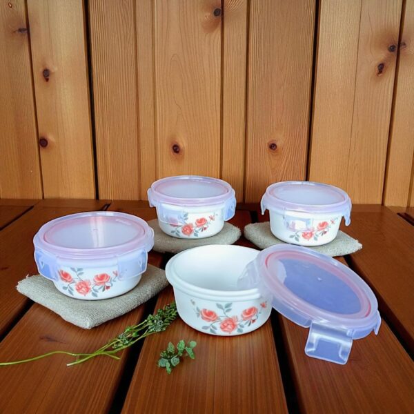 Cello Opalware Rose Fantasy Red 4 Pieces Food Storage Container Set 110MM Small