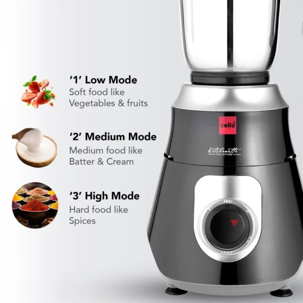 Cello Nexon Pro Plus 4 Jar Electric Mixer Grinder 500W | 3 Stainless Steel Jar & 1 Juicer Jar - Image 2
