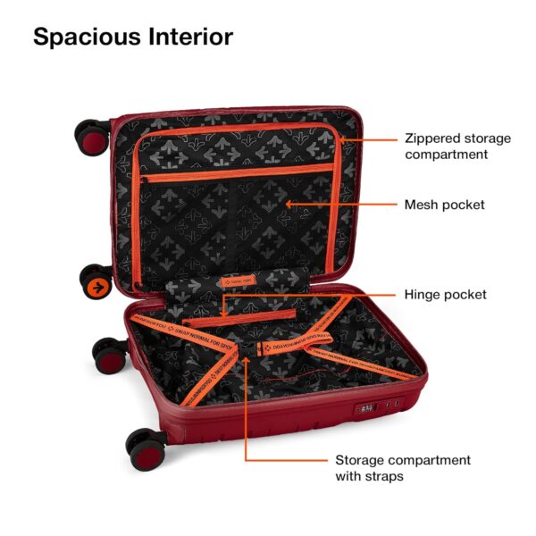 Nasher Miles Paris Polypropylene 360 Degree 20 Inch Hard Sided Luggage Trolley Bag For Travel 55CM | Maroon - Image 4