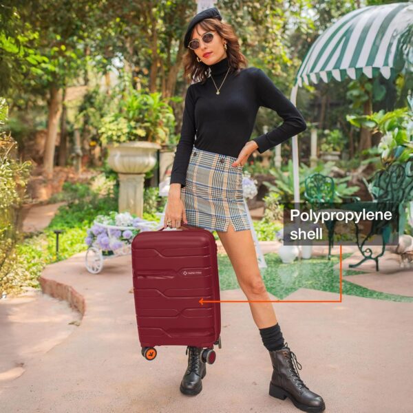 Nasher Miles Paris Polypropylene 360 Degree 20 Inch Hard Sided Luggage Trolley Bag For Travel 55CM | Maroon - Image 5