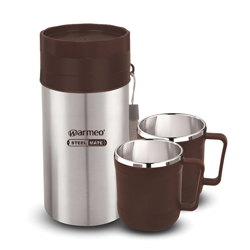 Warmeo Bliss 3 Pieces Gift Set - 1pc Stainless Steel Vacuum Flask With 2pcs Mug Set
