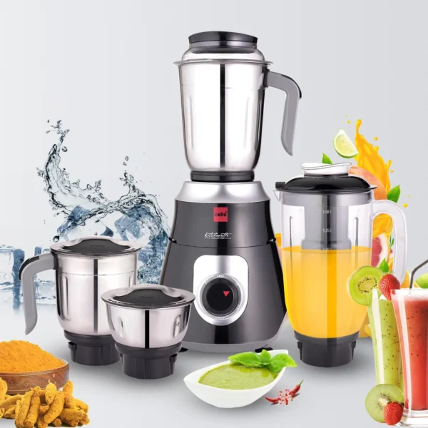 Cello Nexon Pro Plus 4 Jar Electric Mixer Grinder 500W | 3 Stainless Steel Jar & 1 Juicer Jar