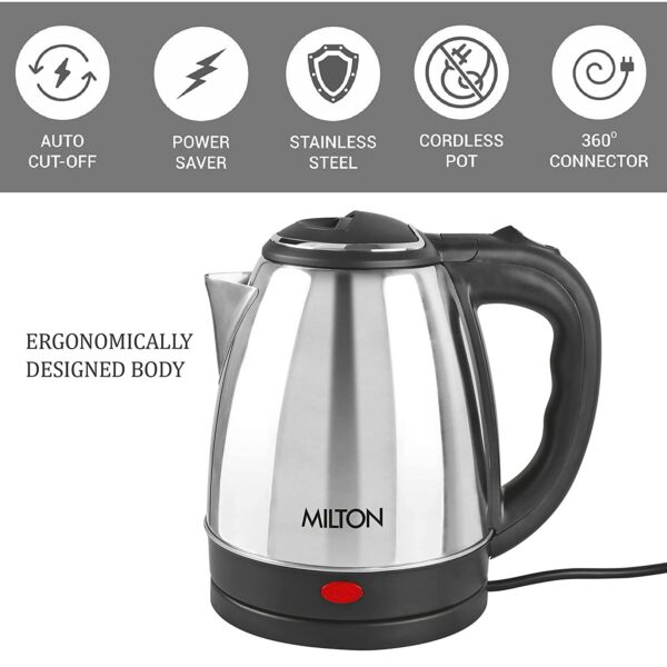 Milton Insta Electric Kettle - 2 Ltr | Silver - Image 3