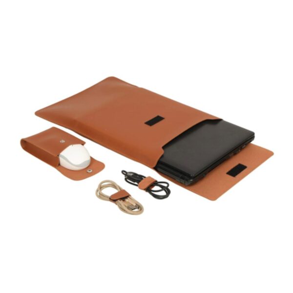 Fuzo Terminal Leatherette Laptop Sleeves with Stand & Mouse Pad - Image 2