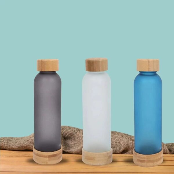 Fuzo EcoFrost Frosted Glass Bottle with Bamboo Cap & Base - Image 3