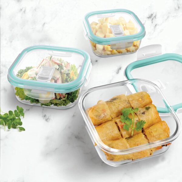 Treo by Milton Hi Borosilicate Clip Fresh Square Container, 320ml, 1 Piece - Image 2