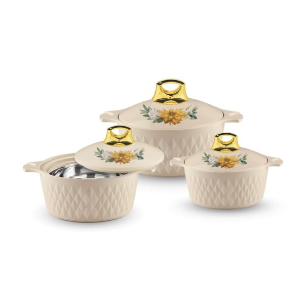 Asian Diamond N.Dlx 3 Pieces Insulated Casserole Set (600ml, 1000ml, 1500ml)