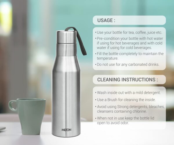 Milton Super 750 Stainless Steel Water Bottle | Leak Proof | Silver - Image 4