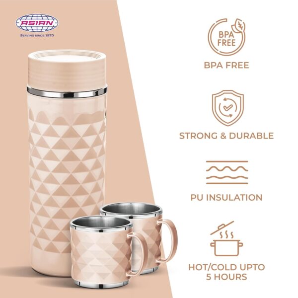 Asian Orion 3 Piece Combo Set - 1pc Insulated Flask and 2pc Cups - Image 3