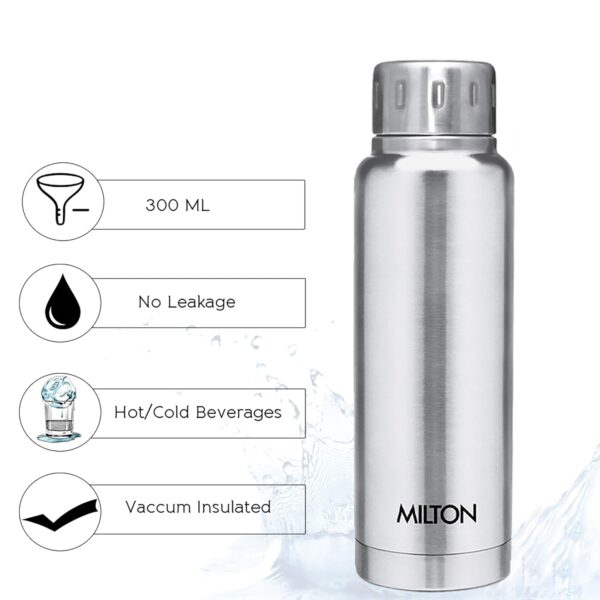 Milton Elfin Thermosteel Vacuum Bottle, 300ml, 24 Hr Hot and Cold | Silver - Image 4