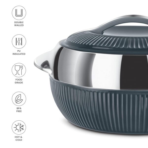 MILTON Fiesta 1500 Insulated Inner Stainless Steel Casserole, 1370ml - Image 3