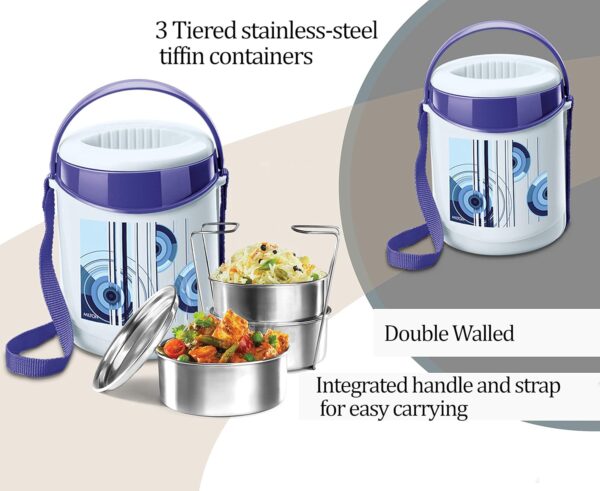 Milton Econa 3 Stainless Steel Containers Insulated Lunch Box - Image 3