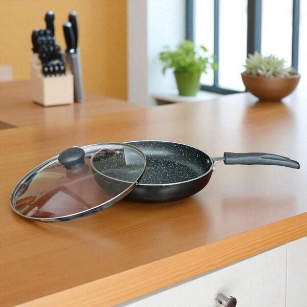 Hichef No.13 Fry Pan With Glass Lid 260mm Marble Coating 4mm - Image 2