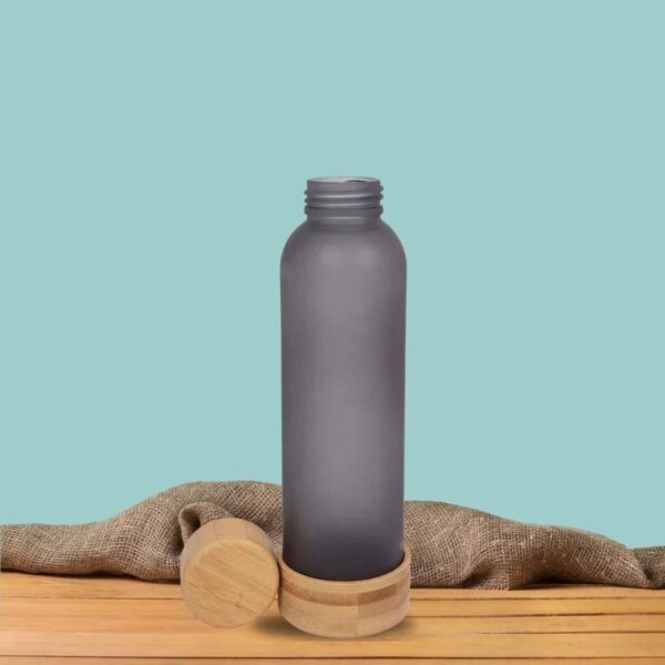 Fuzo EcoFrost Frosted Glass Bottle with Bamboo Cap & Base - Image 2