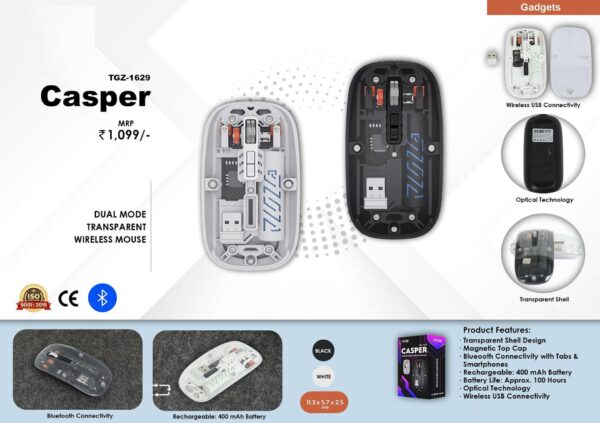 Fuzo Casper Dual Mode Transparent Wireless Mouse - Image 2