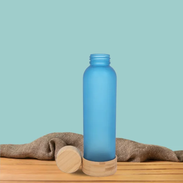 Fuzo EcoFrost Frosted Glass Bottle with Bamboo Cap & Base