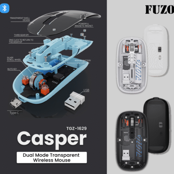 Fuzo Casper Dual Mode Transparent Wireless Mouse